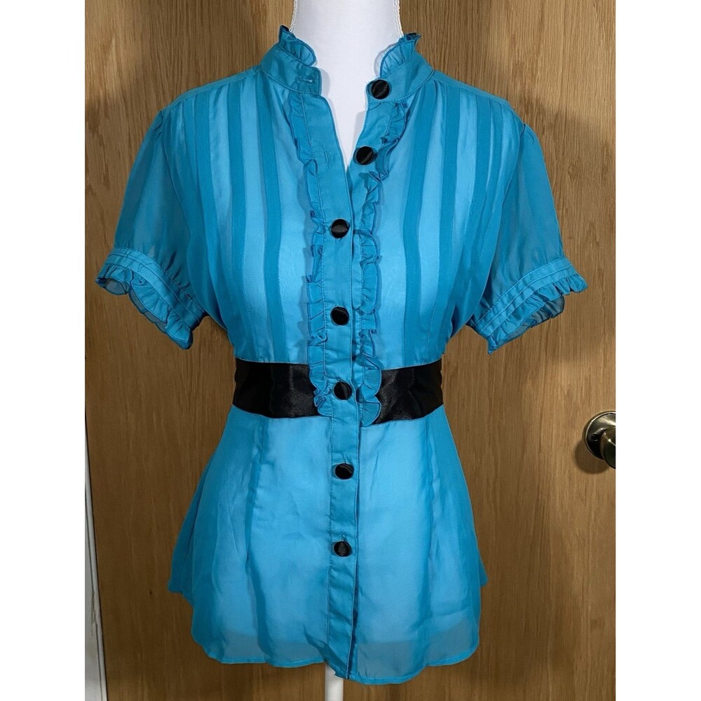 Women's Lg Y2K Babydoll Top Silk Sheer Coquette Fairy Romantic Ethereal Angel